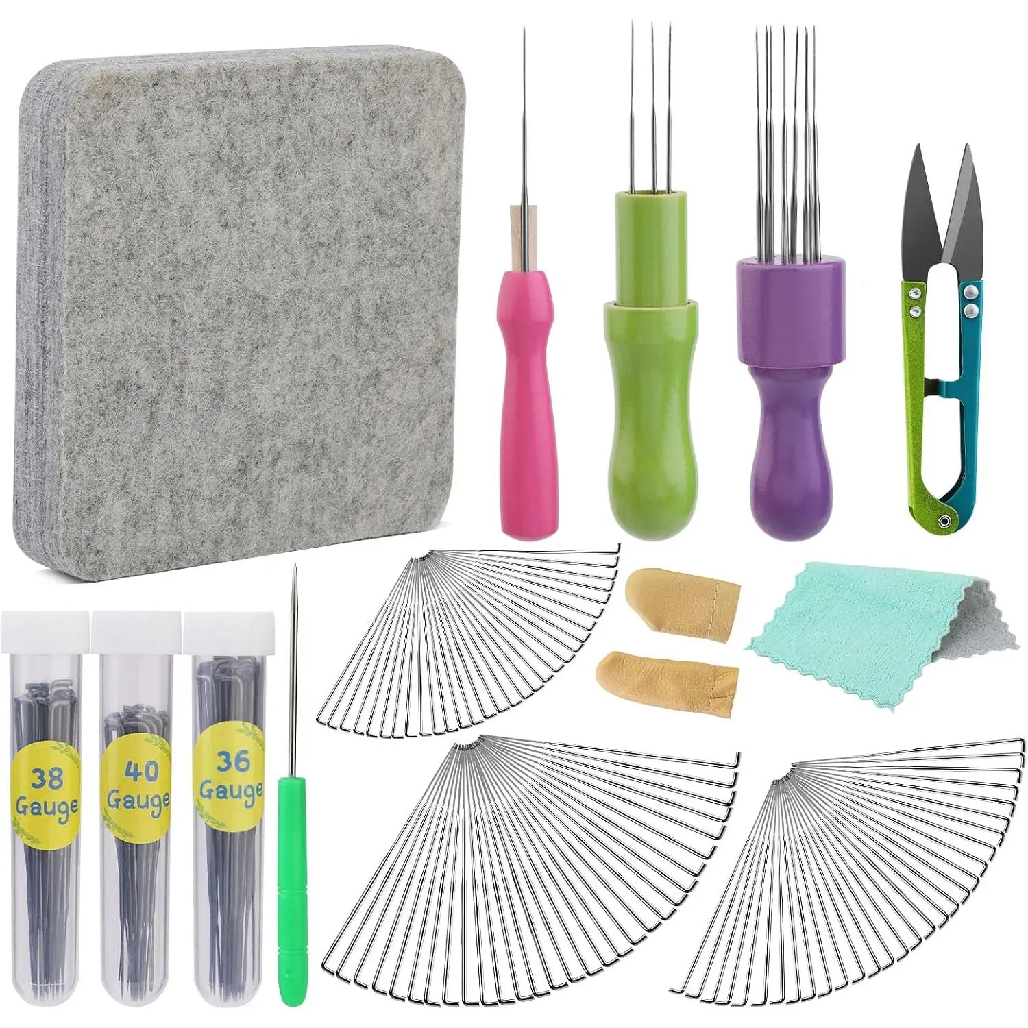 99 count  Felting Tools Kit Soft 6"x6"  Felting Pad with 3 Sizes Felting  for Beginners  Felting Craft DIY