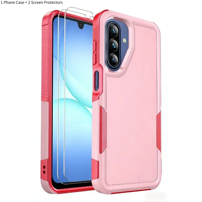3pcs (1 Phone Case + 2 Screen Protectors) Heavy Duty Shockproof Hard Protective Phone Case Full Anti-Drop Cover for Samsung Galaxy A17 A16 A15 A567 A37 A55 A35 4G 5G S26 Ultra S25 FE S25  S24 Ultra S23 Ultra S23 FE S22 Ultra S22 Plus