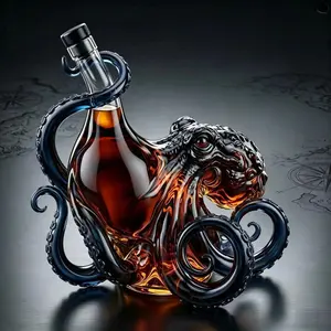 Creative Octopus Design Whiskey Decanter, High Borosilicate Glass Liquor Carafe, Elegant Drink Bottle, Ideal Gift for Whiskey & Spirit Lovers