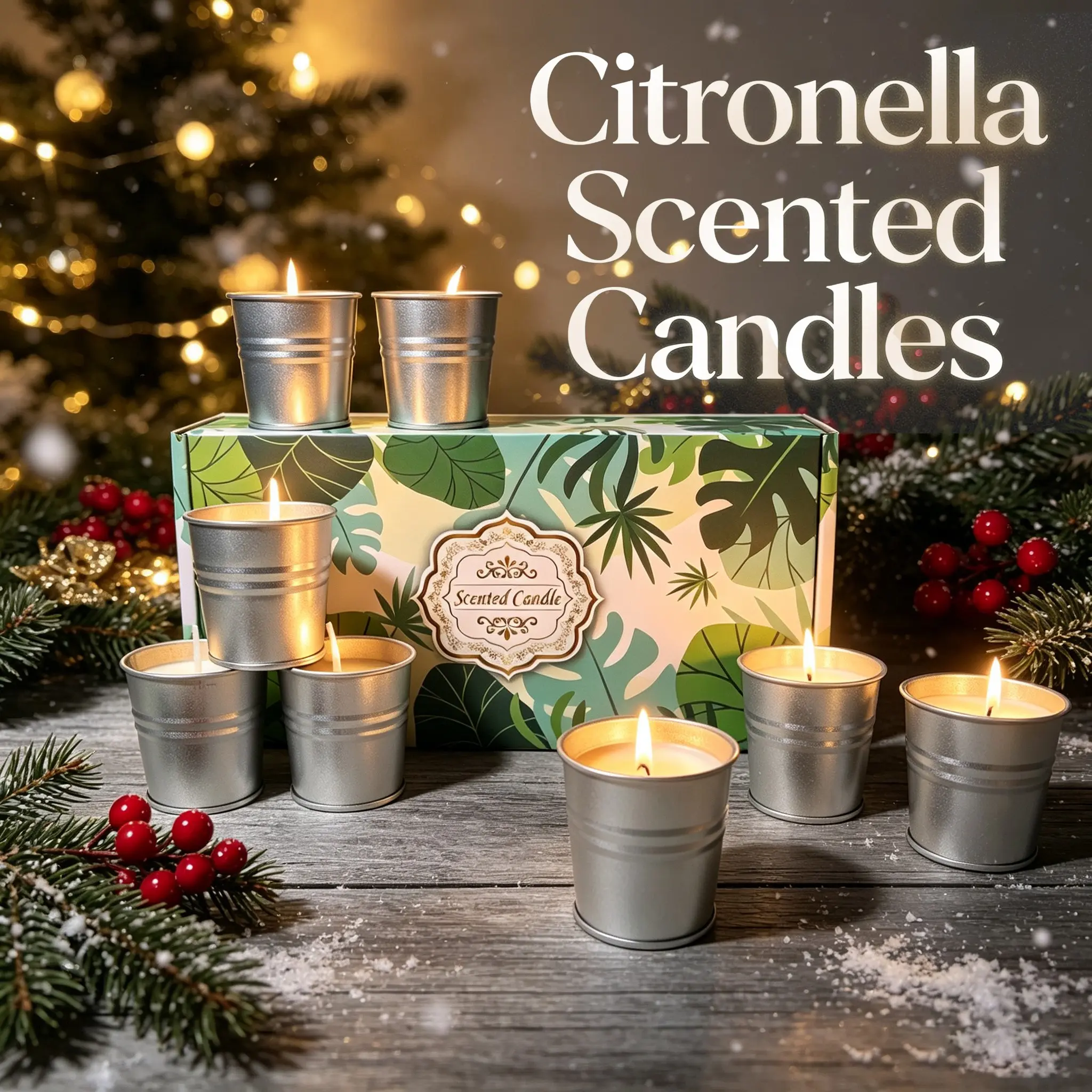 12 PCS Citronella Candles - Garden Citronella Scented Candles Outdoors, 120-180 Hours Burning, Natural Soy Wax, Portable Jar Candle Gift Sets for Home Patio Yard Indoors, Balcony, Camping, Gift Set for Christmas Thanksgiving Mother's Day