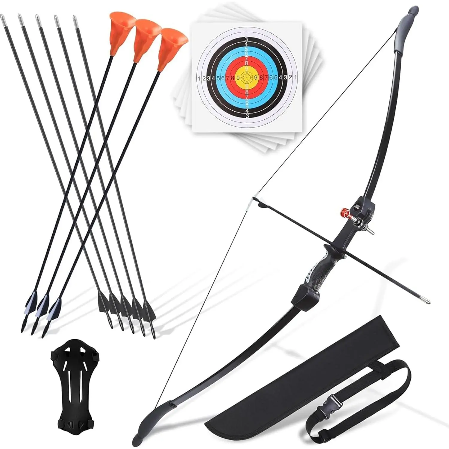 Bow and Arrow for Teens Beginners Adults Recurve Bow Set 8 Arrows 5 Target Face Archery Longbow Kit Backyard Games Gift for Outdoor Sportsfidget toys