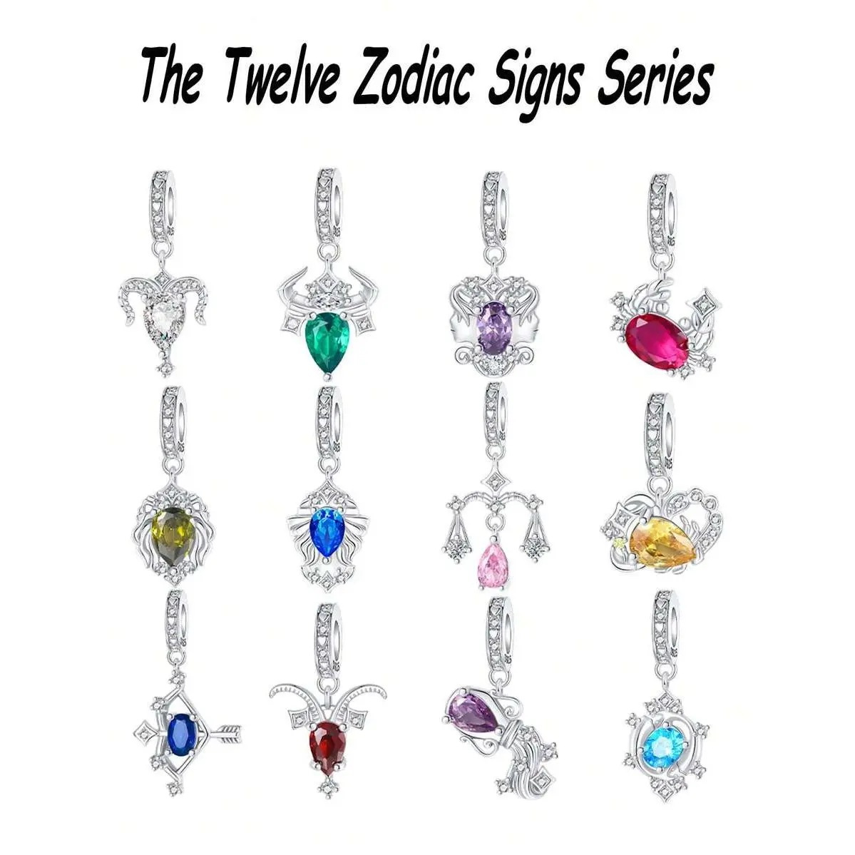 Silver-Plated Abstract Zodiac Animal Motif Charm Pendant - 12 Zodiac Signs, DIY-Friendly, Metal Coating, Versatile Beading Necklace Charm, Birthday Gift Ideas for Men