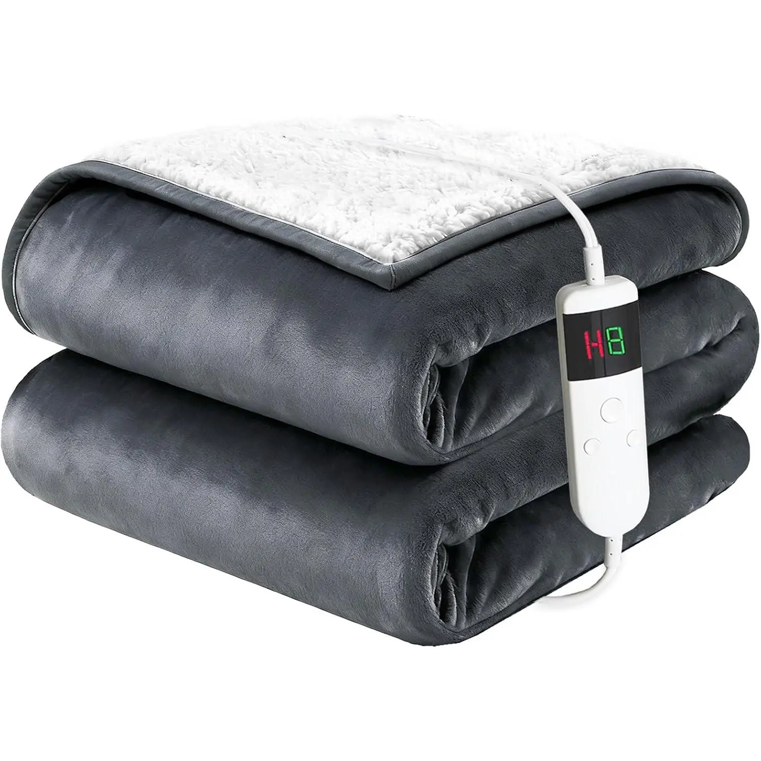Electric Blanket Heated Throw, Soft Flannel 50"x60" Heating Blanket with 8 Hours Auto Off 10  Heating Levels Machine Washable Sherpa Heated Blanket with Overheating Protection