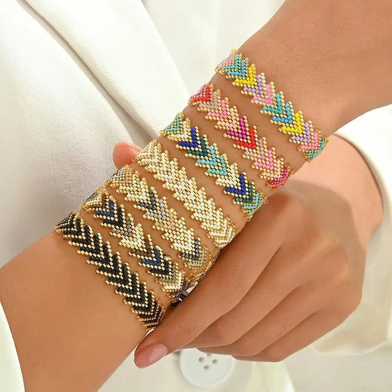 Beaded Embellished Bracelets & Bangles for Women, Colorful Handmade Miyuki Bead & Chain Link Arm Candy Accessories, Chain Bracelets & Bangles, Miyuki Beads