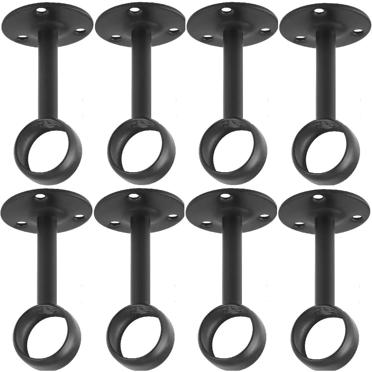 Ceiling-Mount Curtain Bracket Holders for 1 1/4-Inch Rod (8 PCS, Black)