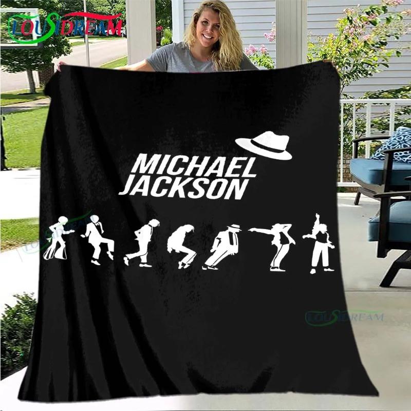 Fashion Singer M-Michael-Jackson Pattern Blanket Flannel Thin Blanket Portable Home Travel Office Lunch Break Blanket Gift