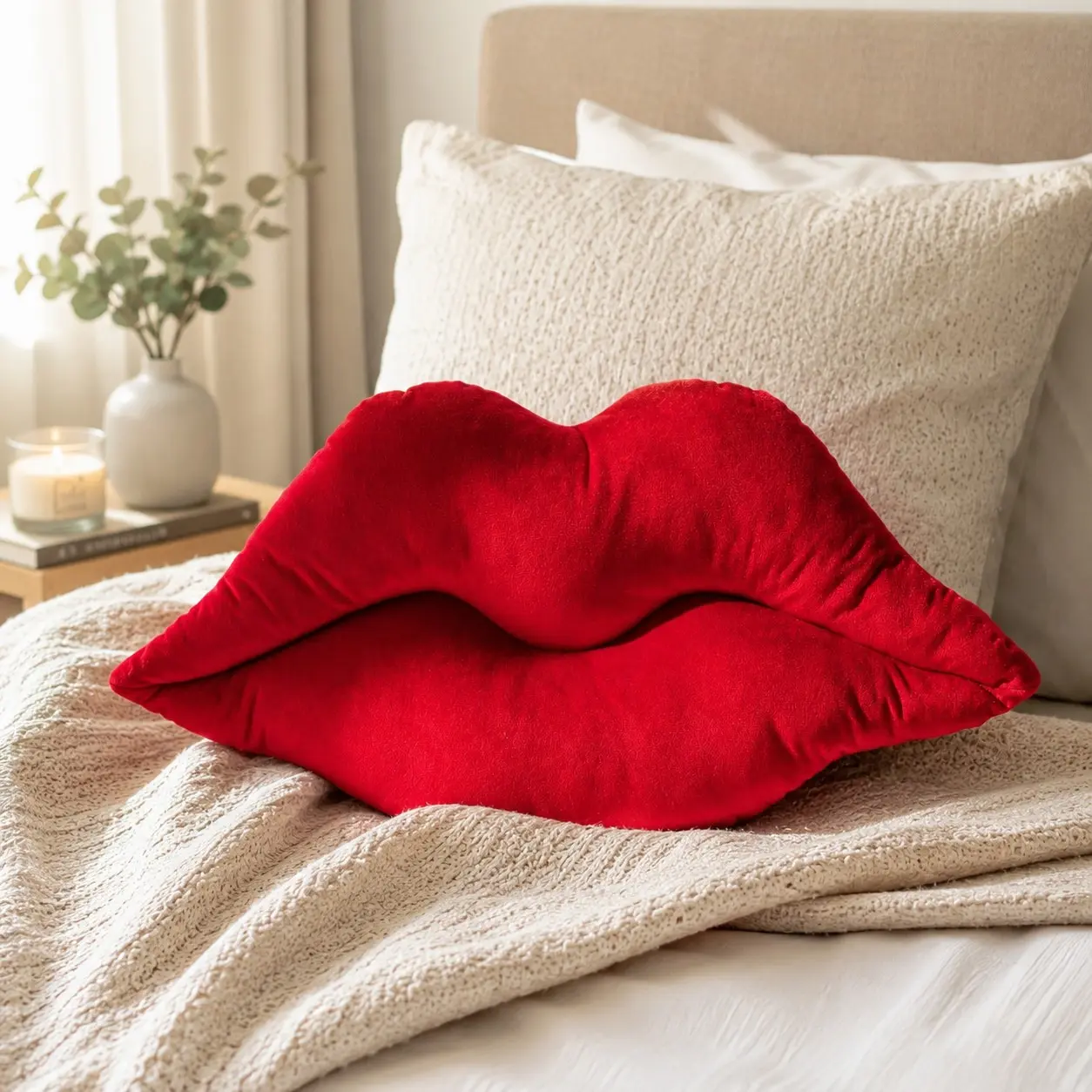 1PC Chic Lip Plush Pillow, Soft & Cozy Decorative Throw, Perfect for Home Decor, Birthdays, Valentine's Day, Anniversaries, and Kiss Design