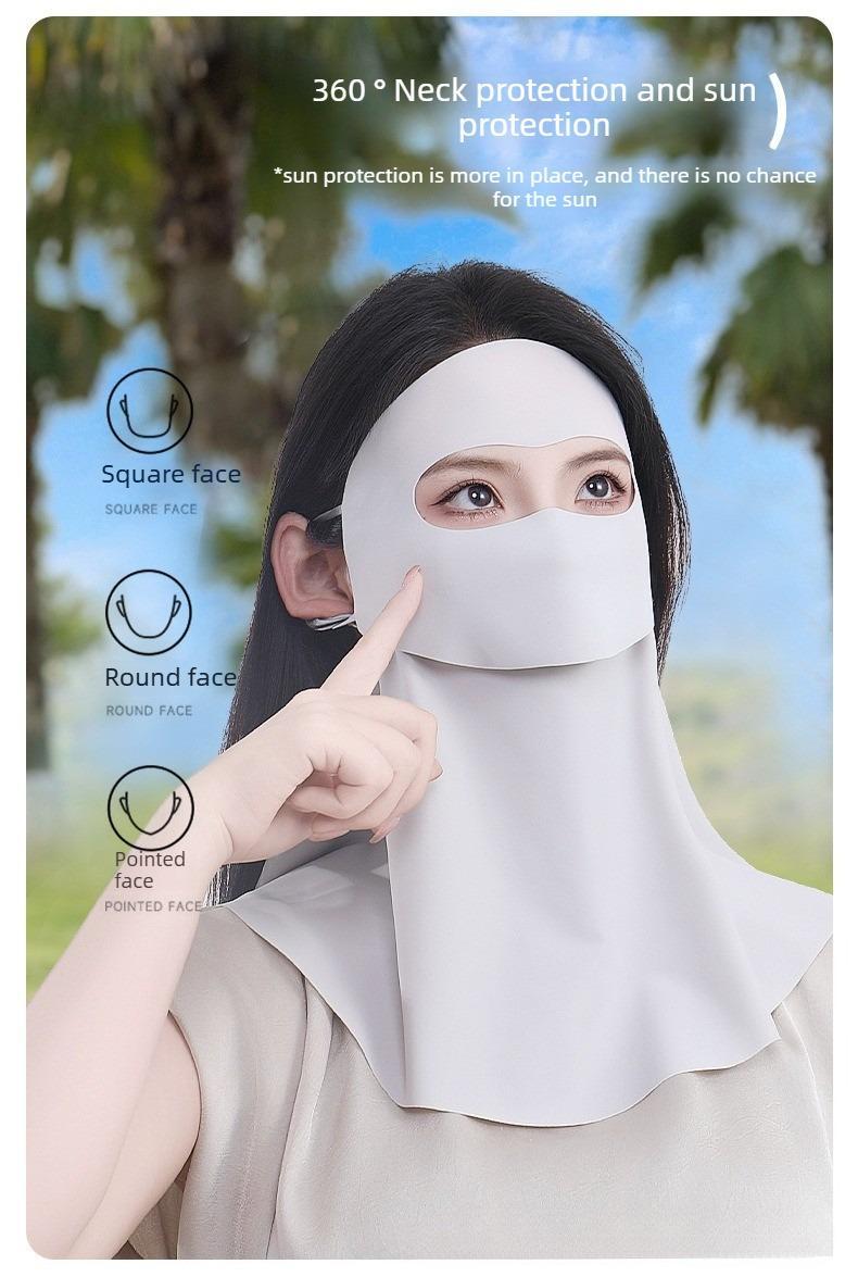 Summer Drinkable Facekini — Full-Face Sun Protection Mask with Neck Guard, UV Blocking, Windproof, Cycling