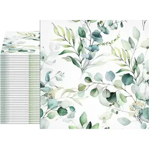 40Pcs 6.5x6.5 Sage Green Eucalyptus Napkins Watercolor 2-Ply Disposable Paper Napkins for Wedding Brunch Baby Shower Minimalist Party Table Decor