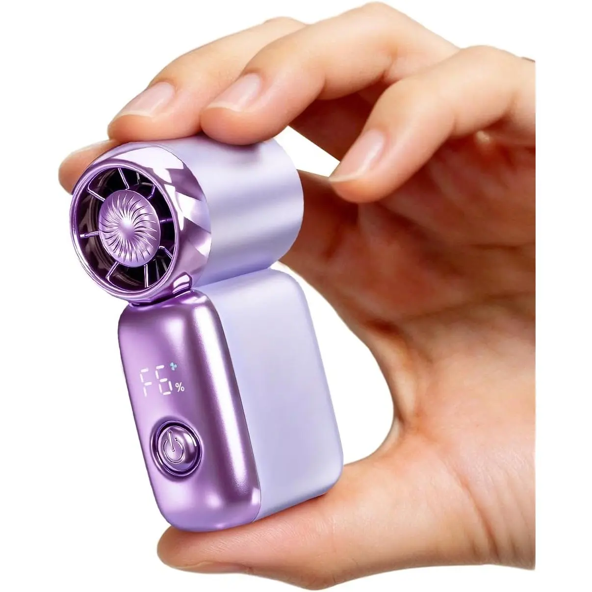 Mini Handheld Fan, 20000 RPM Portable Personal Fan with LED Display & Adjustable Air Duct, 6 Speed USB Rechargeable Small Fan for Travel, Makeup, Eyelash, Beach, Women Girls