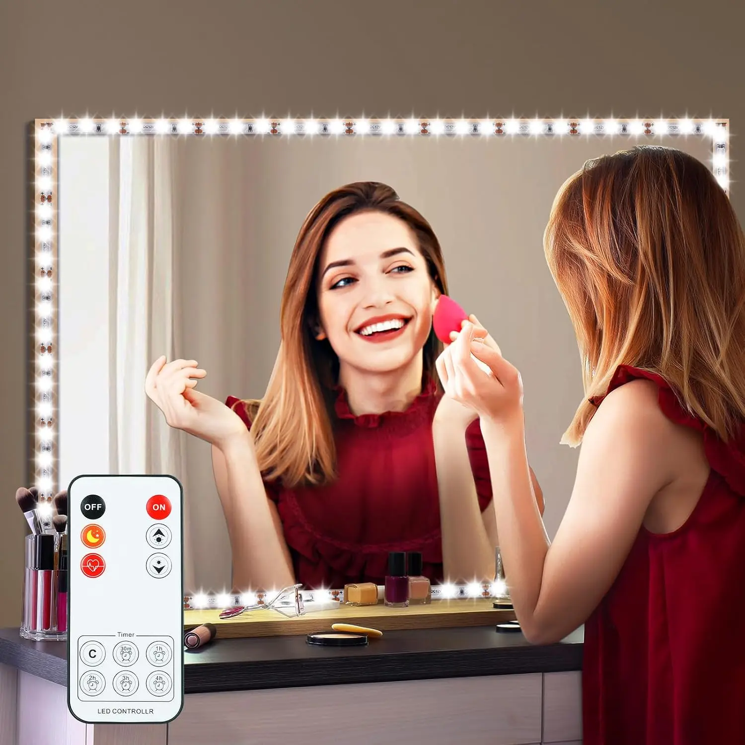 LED  Mirror Lights for Makeup Table, 6000K  | 13ft Flexible  Set 13ft Flexible LED Light Strip Kit, Dimmer and Power , DIY Mirror, Mirror not Included, Dimmable