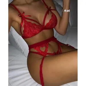 S-3XL Lenceria Babydoll Plus Size Women's Intimates Underwear Bra Panties Set G-string Garter Belt Lingerie Set