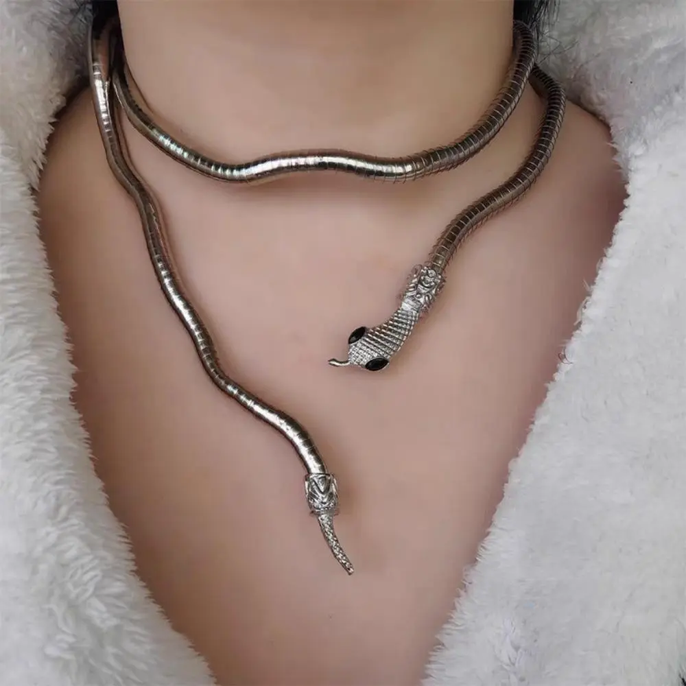 Edgy Snake Wrap Choker Necklace | Minimalist Y2K Statement Collarbone Chain & Unisex Streetwear Jewelry