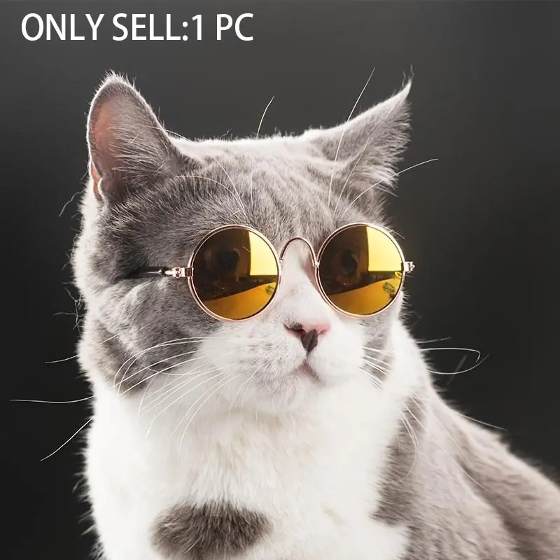 1 pair of Fashionable Cat Kitten Kitty Glasses for Dogs & Cats, Cool Sunglasses for Beauty and Photography, Random Colors, 8/9 Cm Pet Eye Accessories