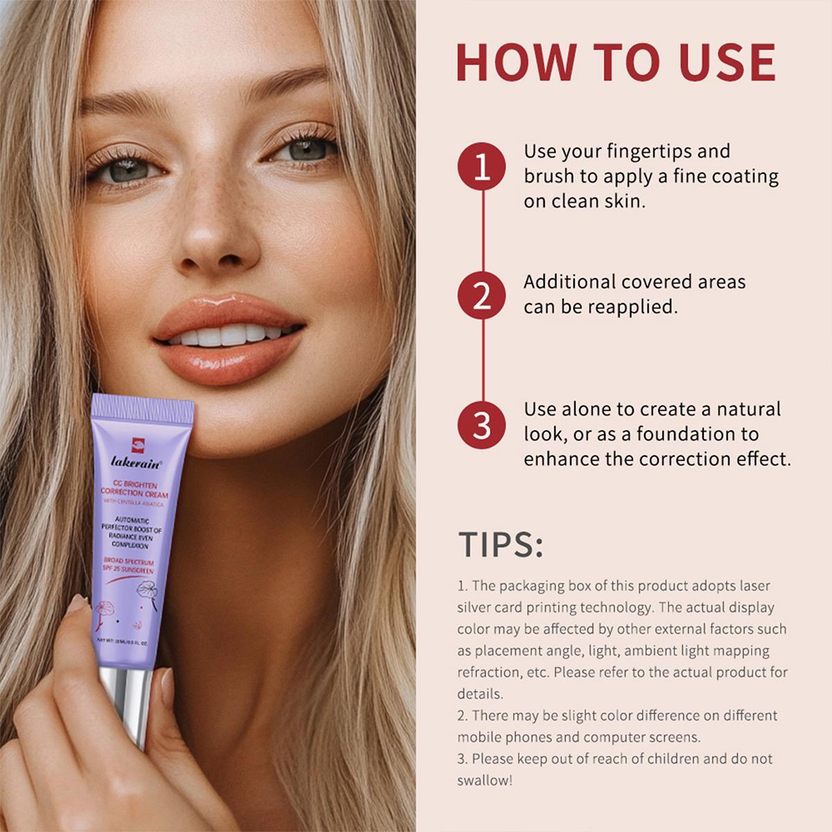 Moisturizing CC Cream, 3 Counts/set Long Lasting Full Coverage Flawless Makeup Cream, Lightweight Concealer Makeup Base Primer for Women & Girls