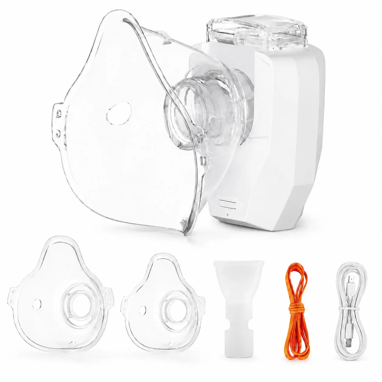 USB Rechargeable Nebulizer Machine, Portable Handheld Mesh Device, Face Mask & Mouthpiece, Compact Travel Size for Home & Travel