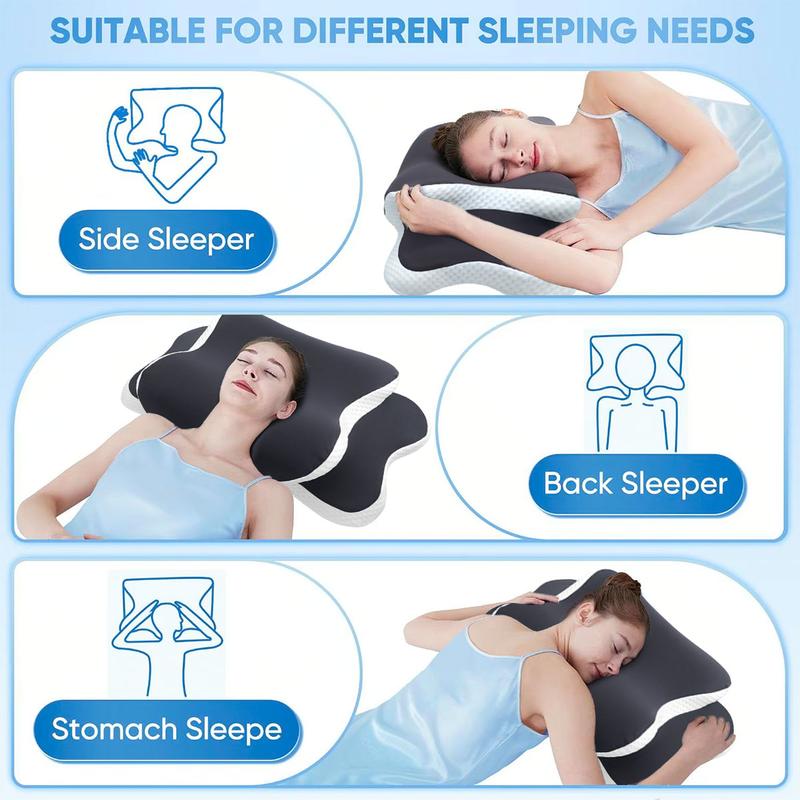 Memory Cotton Neck Pillow, Soft Ergonomic Support for Side Sleepers and Back Sleepers, Comfortable Sleeping Pillow for Better Sleep