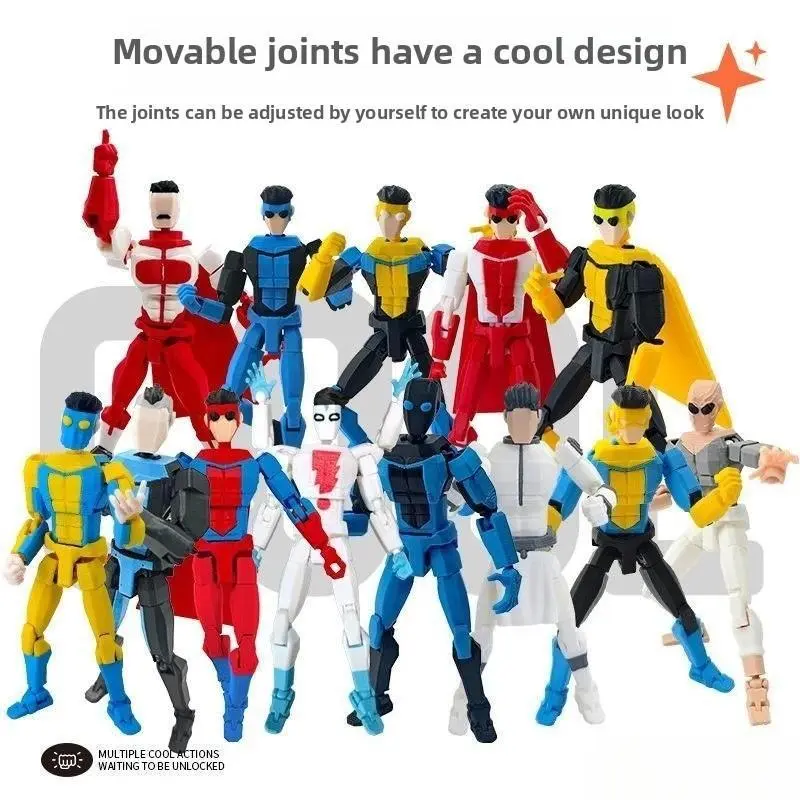 3D Printed Invincible Boy Articulated Figurine - Light Blue Stripe Style, Dummy13-T13 Collection, Multi-Jointed Movable Classic Novelty Toy