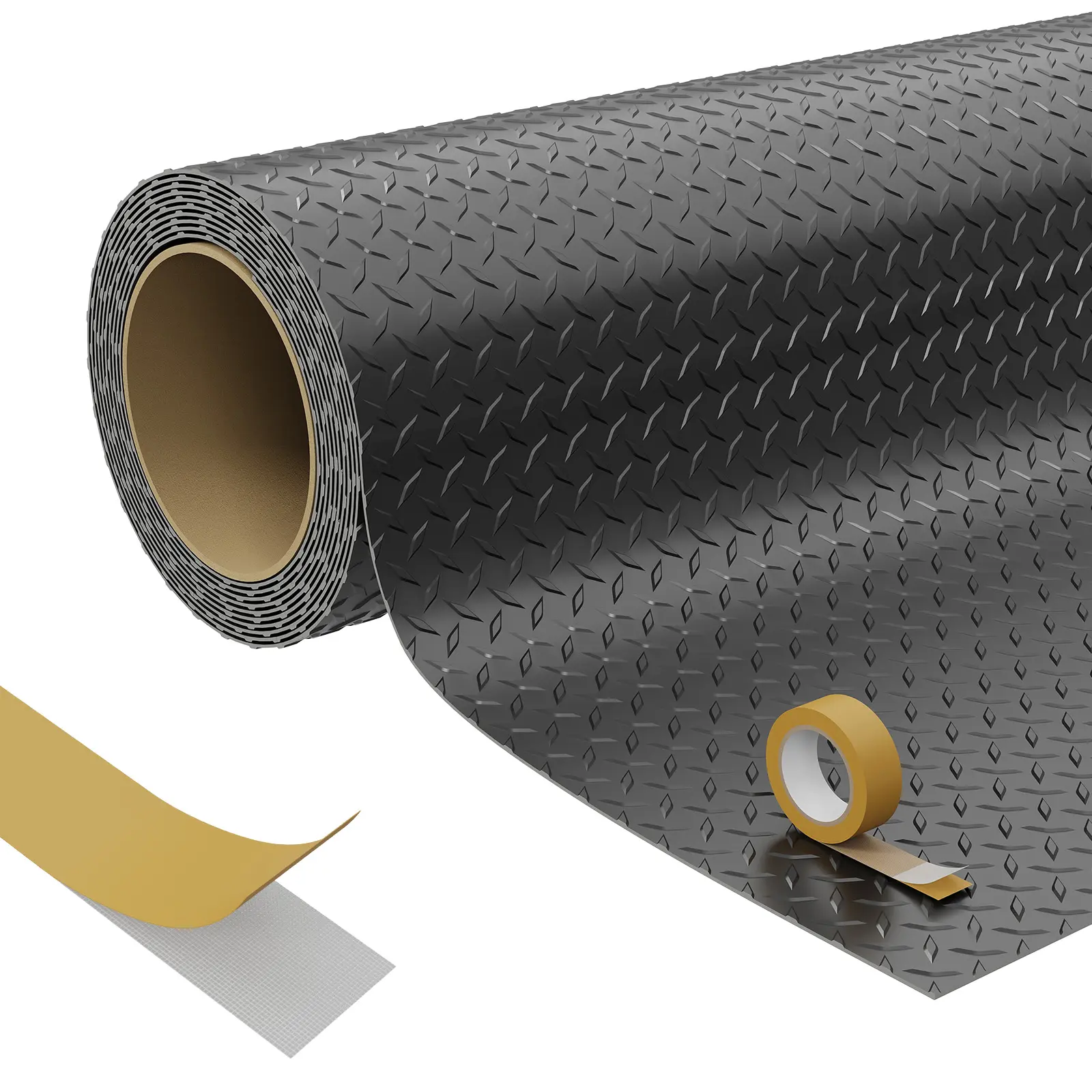Garage Floor Mat,Thickened Diamond Plate PVC Mat,Black, Flooring Roll,Heavy Duty Parking Mat,Waterproof Non-Slip Floor Protector for Cars,Warehouse,Basement,WorkShop,Multiple Sizes