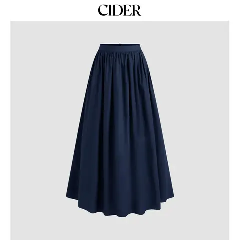 Cider Mid Rise Solid Ruffle Maxi Skirt