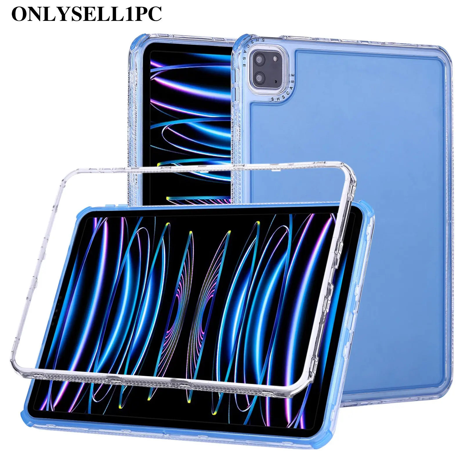 Three-In-One Transparent Tablet Case, Durable PC+tpu Protection, Tablet Protective Cover, Fits iPad Mini6/iPad 5-11/iPad 13, 9.7"/10.2"/10.9"/13", Pen Slot Available