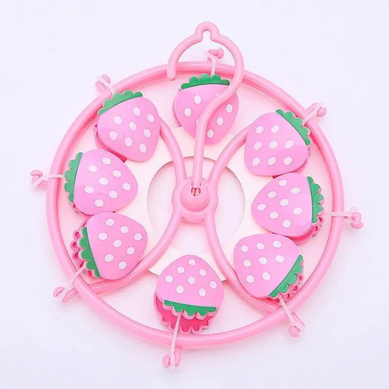 New Cute Lovely Strawberry Clothes Dryer Hanger Windproof Socks Underwear Drying Rack Household Heart Storage Laundry Rack Home