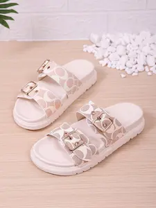 Plaid Print Webbing Slippers, Women's Adjustable Metal Buckle, Dual Strap Design, Thick Flat Sole, Casual Outdoor Sandals