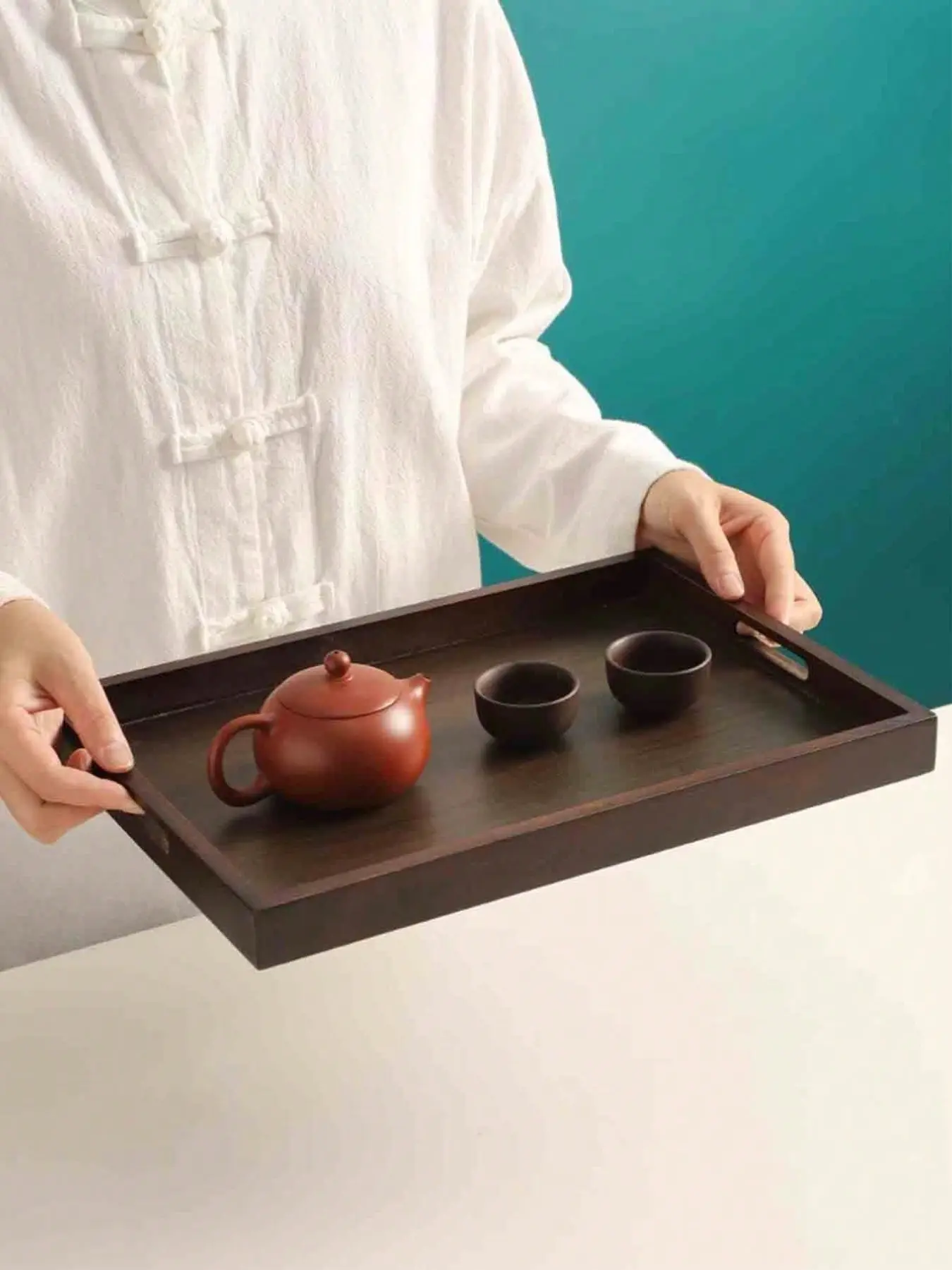 Wooden Tray, Ideal for Food, Cake, Salad, Fruit, Sushi, Drinks, Steak, Pizza, Matte Finish, Grain Texture, Café & Home Use