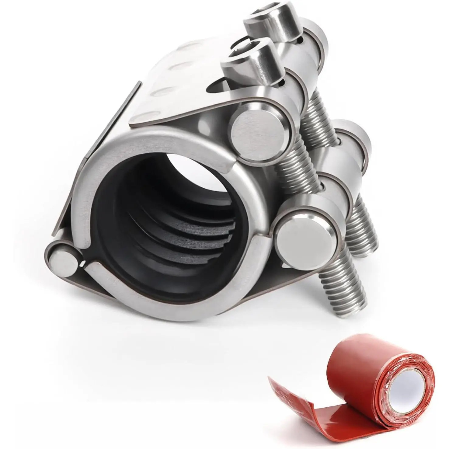 Upgraded Pipe Repair Clamp with M1 Self-Adhesive Leak-Sealing Tape | 304 Stainless Steel Rust-Proof Emergency Pipe Repair Kit for Plastic & Metal Pipes, 3/4"(25-28mm)