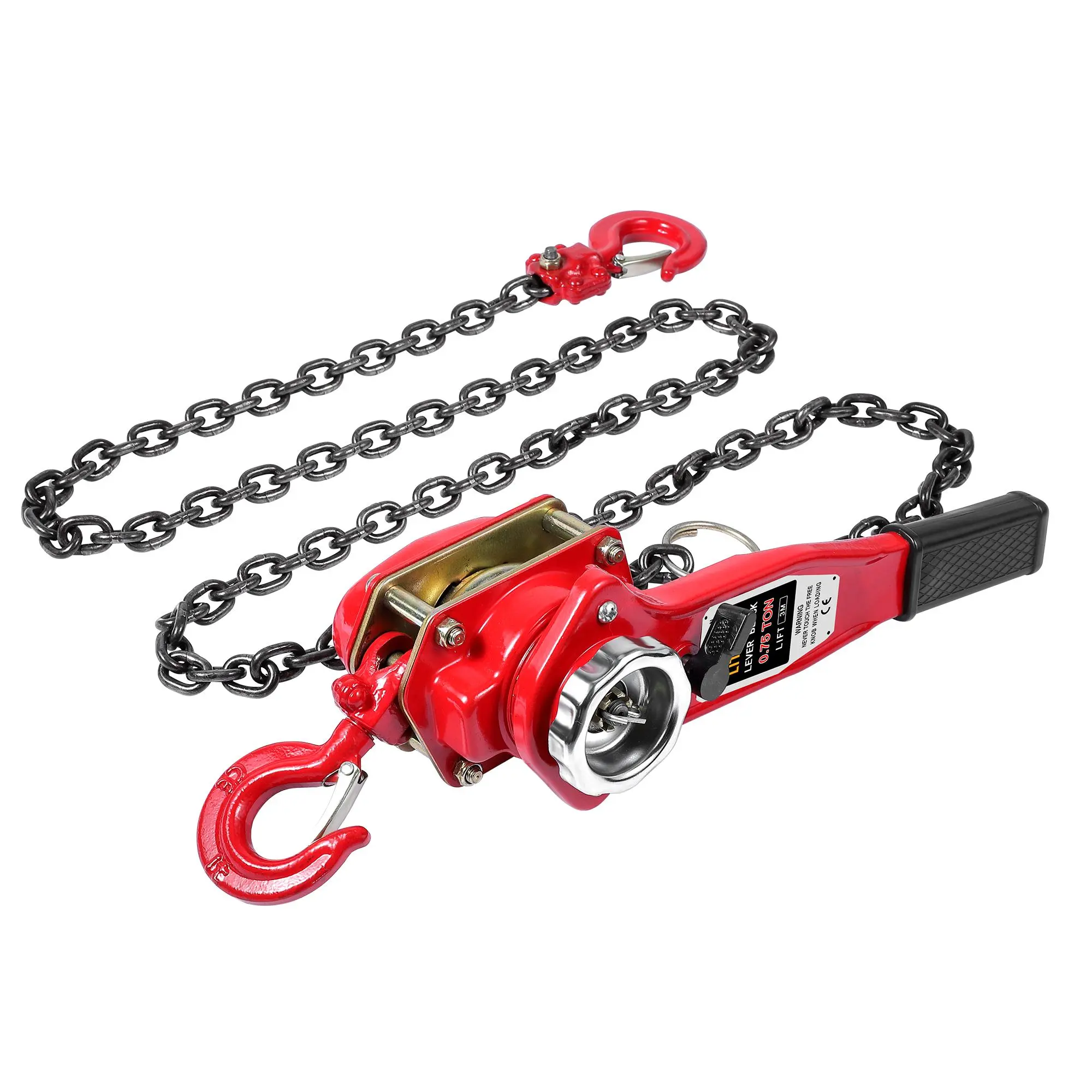 Heavy Duty 0.75 Ton Manual Lever Chain Hoist – 10 Ft Steel Chain Block – Industrial Hooks – Portable Lifting System for Warehouse, Automotive, Construction Applications