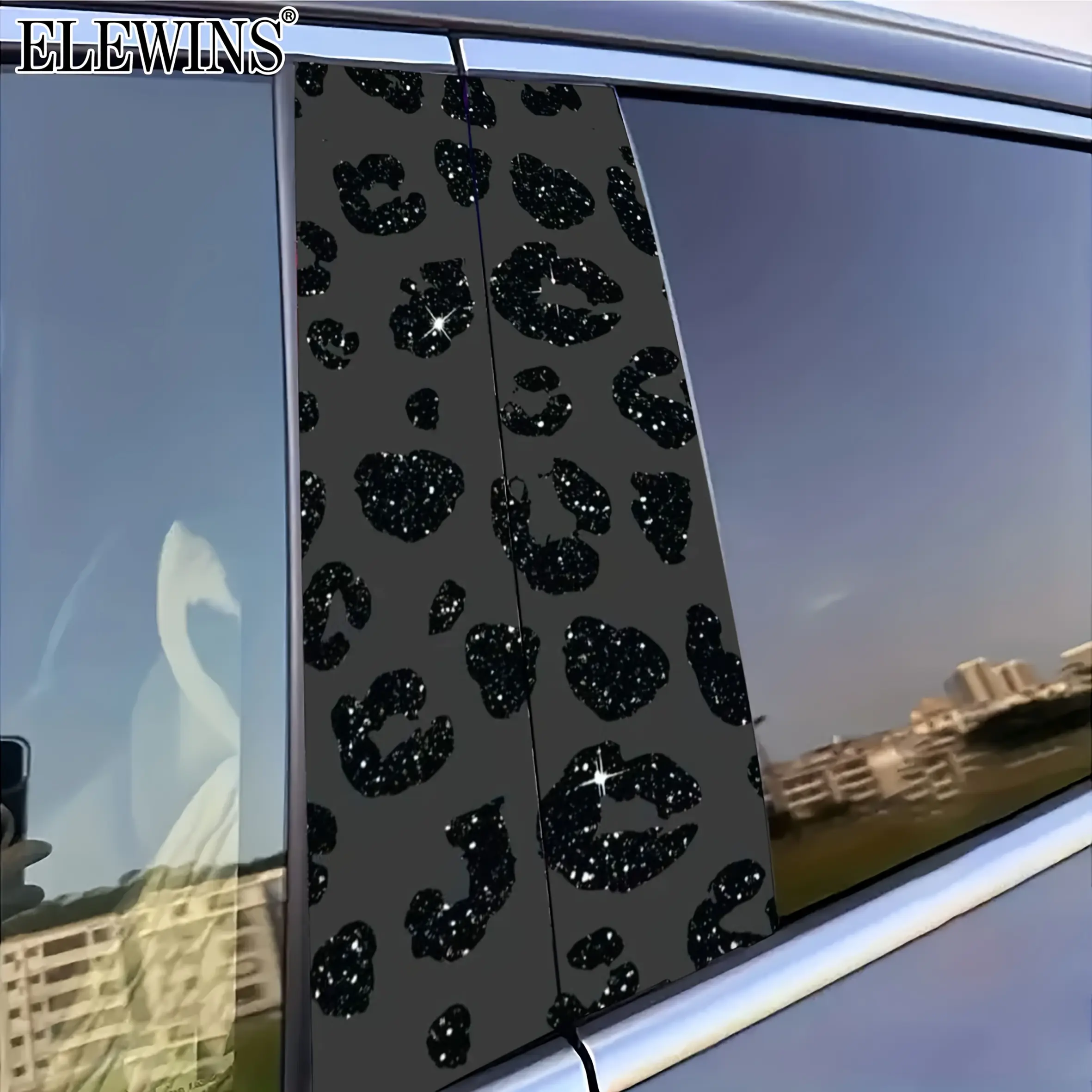 2pcs Self-dhesive Lip Print Car B-Pillar Stickers - Glossy Black/Carbon Fiber Vinyl Decals, Car Styling Decals, Irregular Lip Shape for Door/Window Frame, Fit for Trucks, SUVs - Easy Peel & Stick, Scratch Protection Film