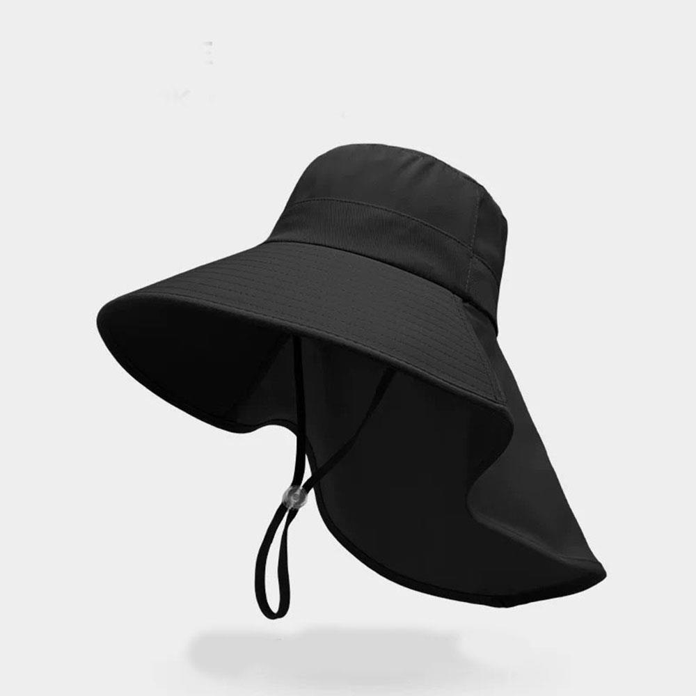 Sunscreen Cap Ponytail Travel Fisherman Hat Wide Brim Sun Hat with Neck Flap Outdoor UV Anti Neck Protection Sun Visors