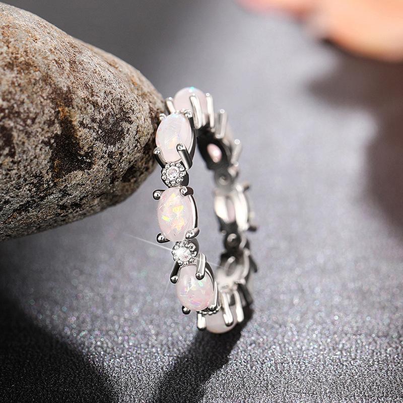 Bestselling Bridal Oval Opal Stackable Ring | Rose Gold Plated Full Eternity Band for Women