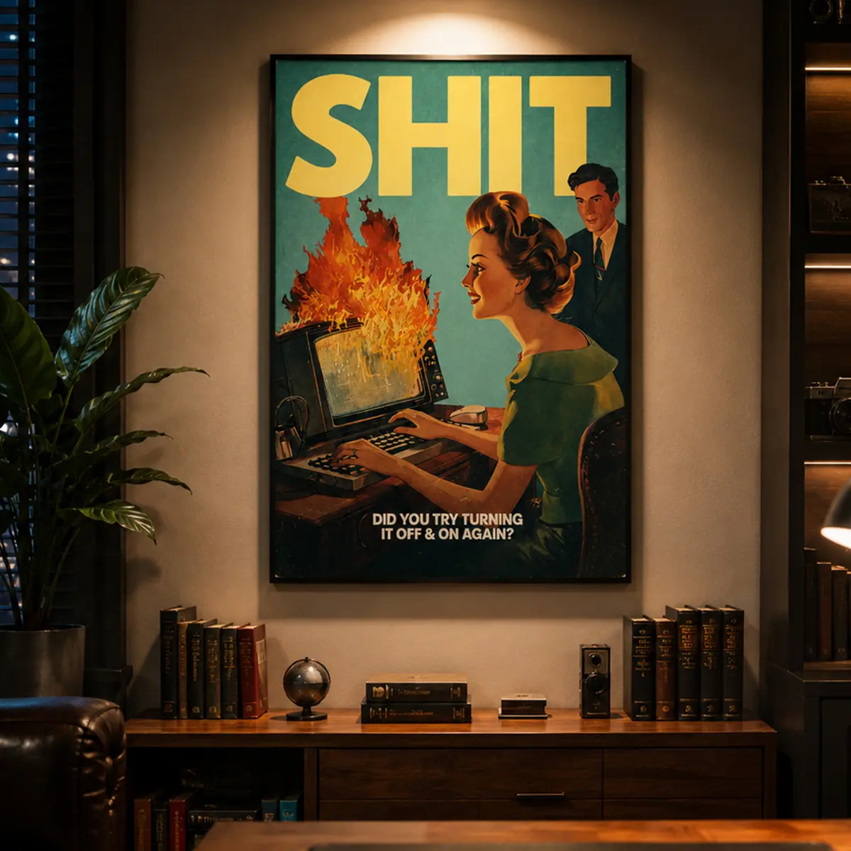 Entrepreneur Office Decor, Funny IT Tech Support Poster, Retro Computer Wall Art, Sarcastic Office Decor, Vintage Humor Print, Geek Gift, Programmer Meme Poster, Startup Workspace Decor, Tech Lover Gift, Cubicle Wall Art, Viral TikTok Decor