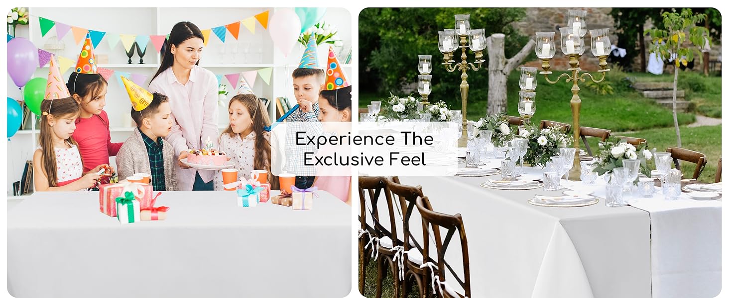 White Tablecloths For Rectangle Tables, 6 Pack-70 x 120 Inches-Reusable and Washable Table Clothes For 6-8 Ft Tables, Polyester Fabric Table Covers For Wedding, Party, Banquet