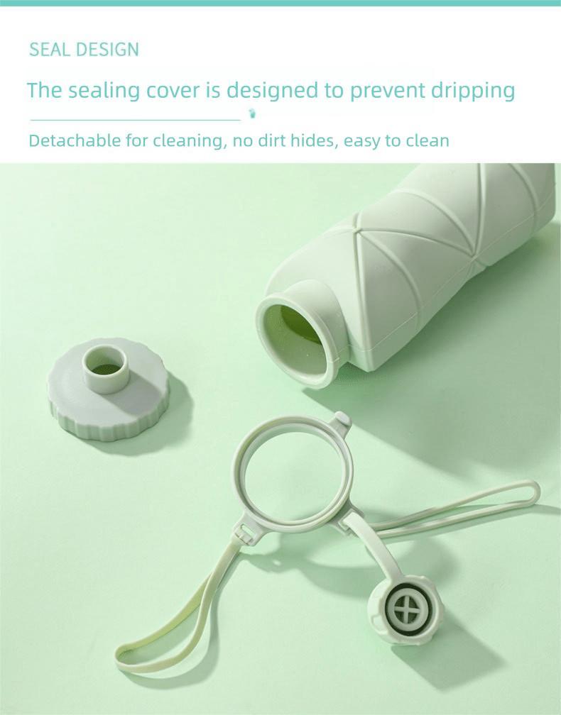 1Pc 600mlLarge Collapsible Silicone Cup-Portable Travel Water Bottle for Outdoor, Food-Grade with Fresh Colors, Foldable Design