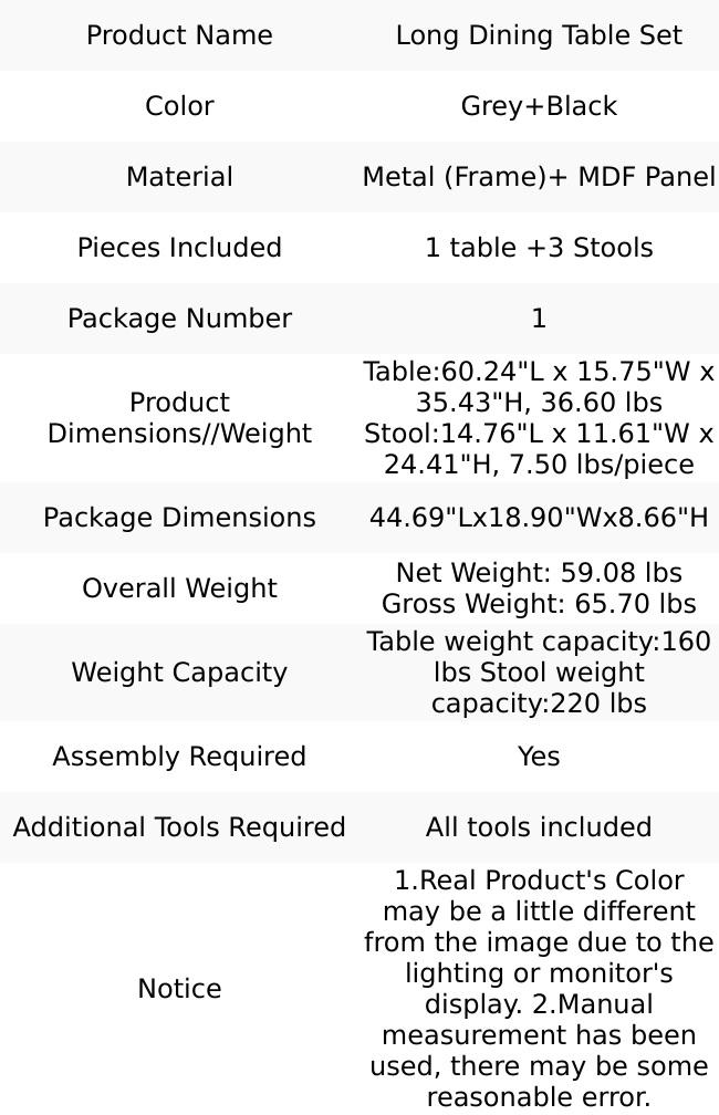 4 Piece Counter Height Dining Table Set with 3 Stools, Extra Long Dining Pub Kitchen Table Set for 3, Bar Side-Table with Footrest with 3 Stools