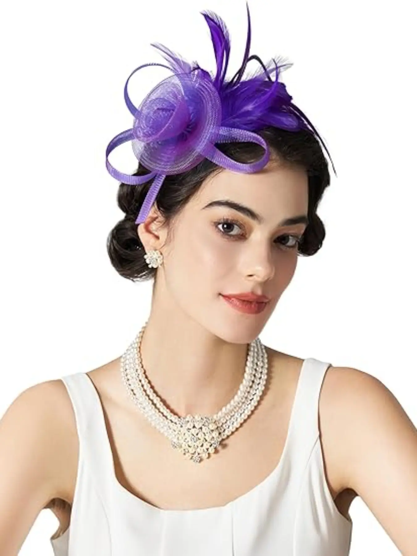 Silk Ribbon Feather Mini Headpiece, Elegant Accessory for Weddings & Events, Lightweight Design, Perfect for Hair Styling & Decorations