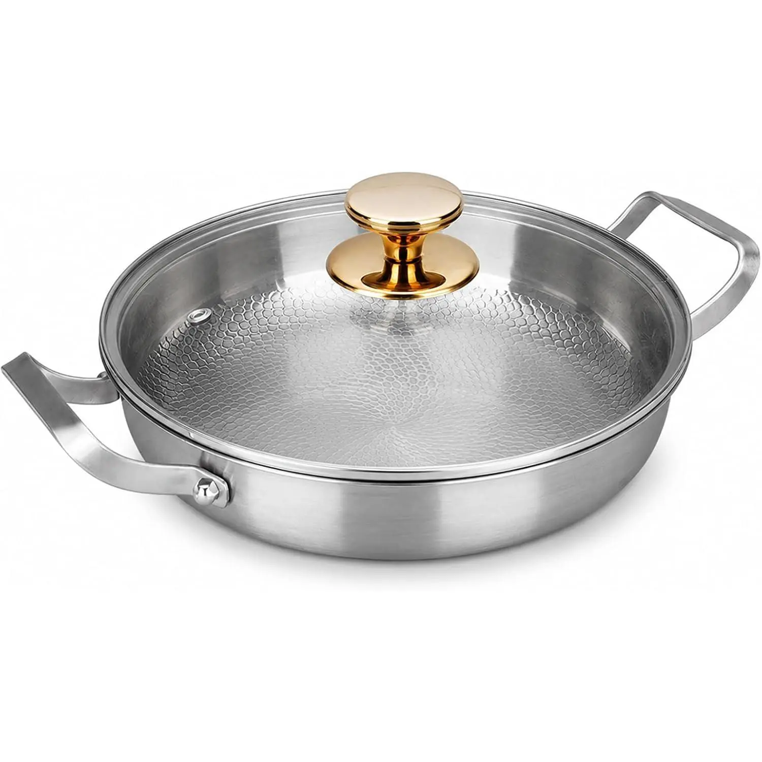 Titanium Pans for Cooking, Upgrade Double Handle Non Stick Titanium Hammered Pan, Ultra-Durable, Scratch-Resistant, Even Heating Skillet, Induction & Oven-Safe, Dishwasher Safe, PFOA Free Cook