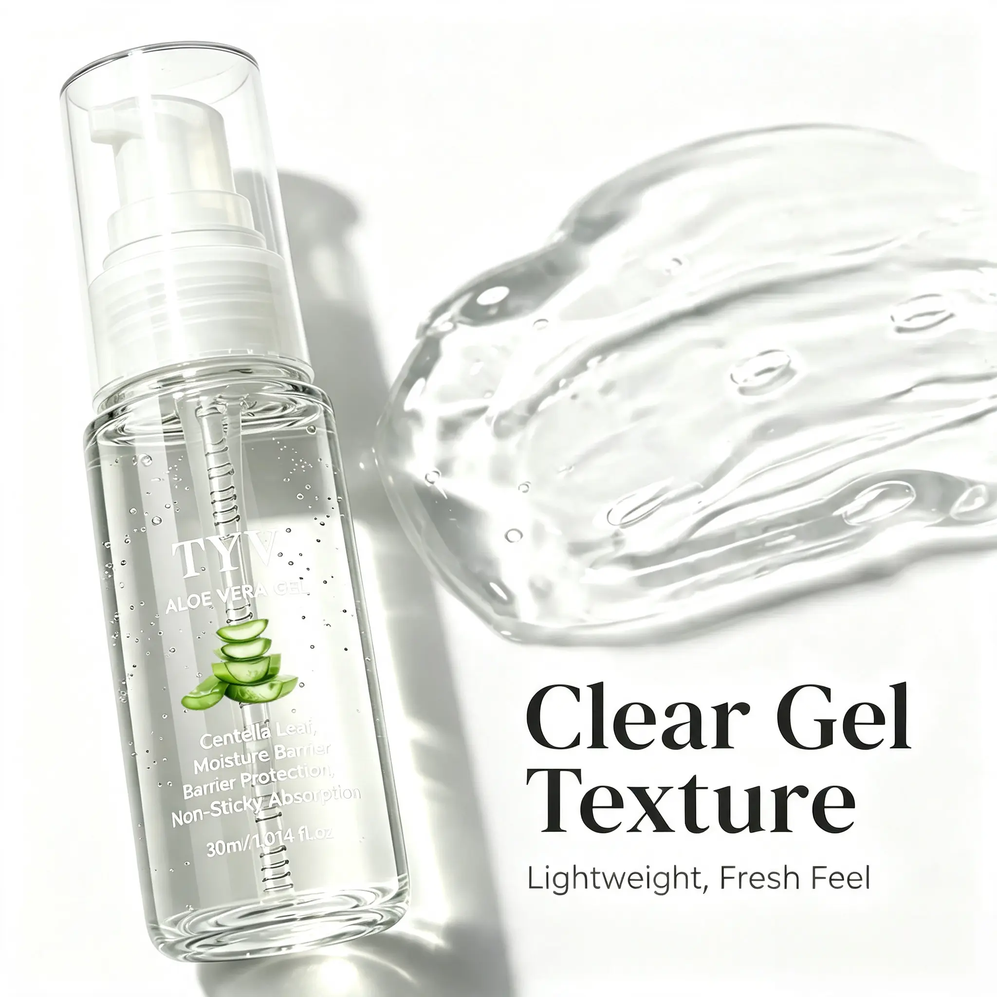 Aloe Vera Gel, Lightweight Daily Skin Care Gel with Easy Pump, 30ml