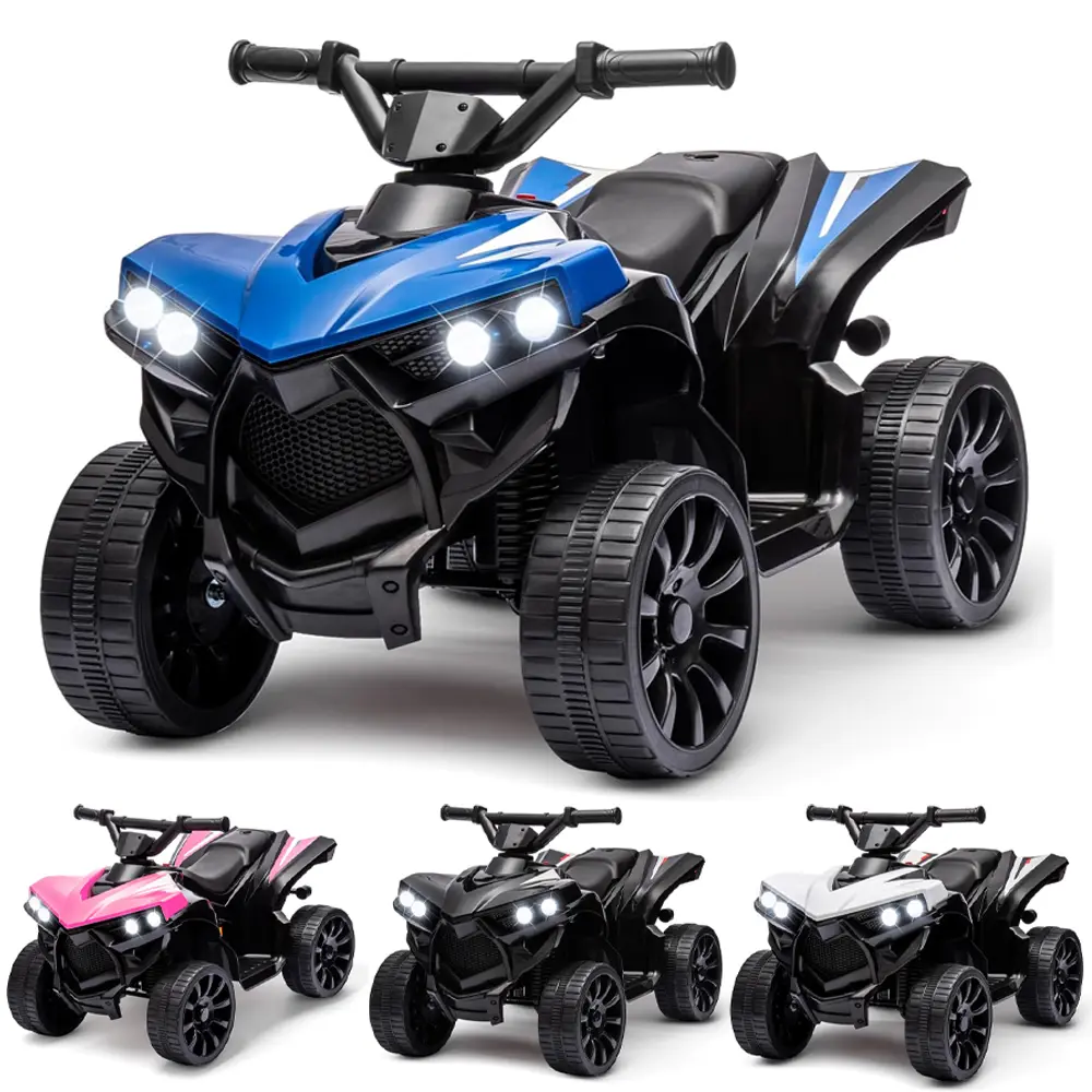 Kids ATV 4 Wheeler, 6V Ride on Toy w/ 1.8 MPH Max Speed, Wear-Resistant Wheels, LED Lights, Foot Pedal and Music, Electric Vehicle Quad Car for Kids Toddlers