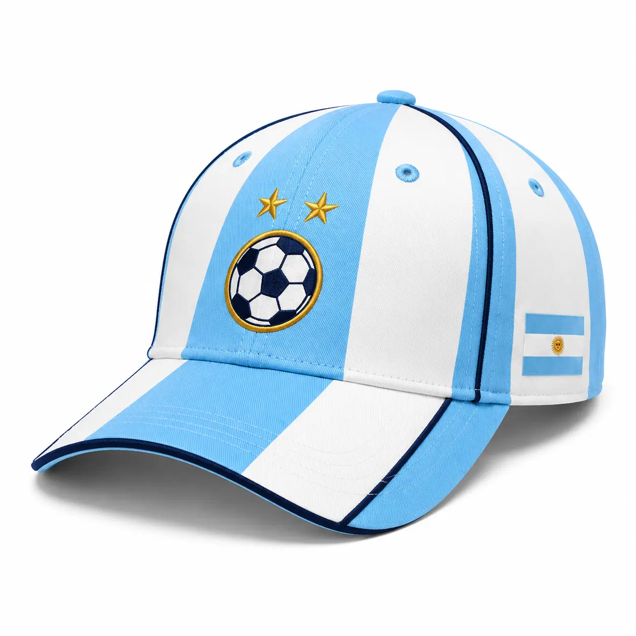 Unisex Argentina-Inspired Striped Breathable Soccer Snapback Cap - Blue White, Adjustable Curved Brim, Flag Accent, Sports Fan Hat for Game Day, Outdoor Casual Streetwear Gift (Sooners Baseball, Stylish Golf, Nets Fan, Raptor Printed)