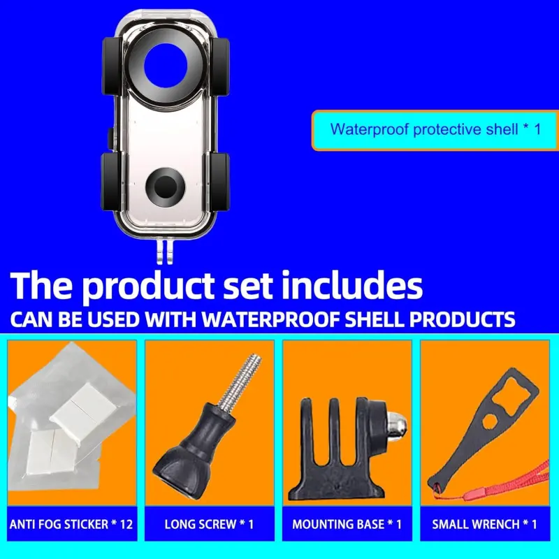 Case for Insta360 ONE X2 Action Camera, Underwater Diving Protective Housing 30M with Bracket Additions