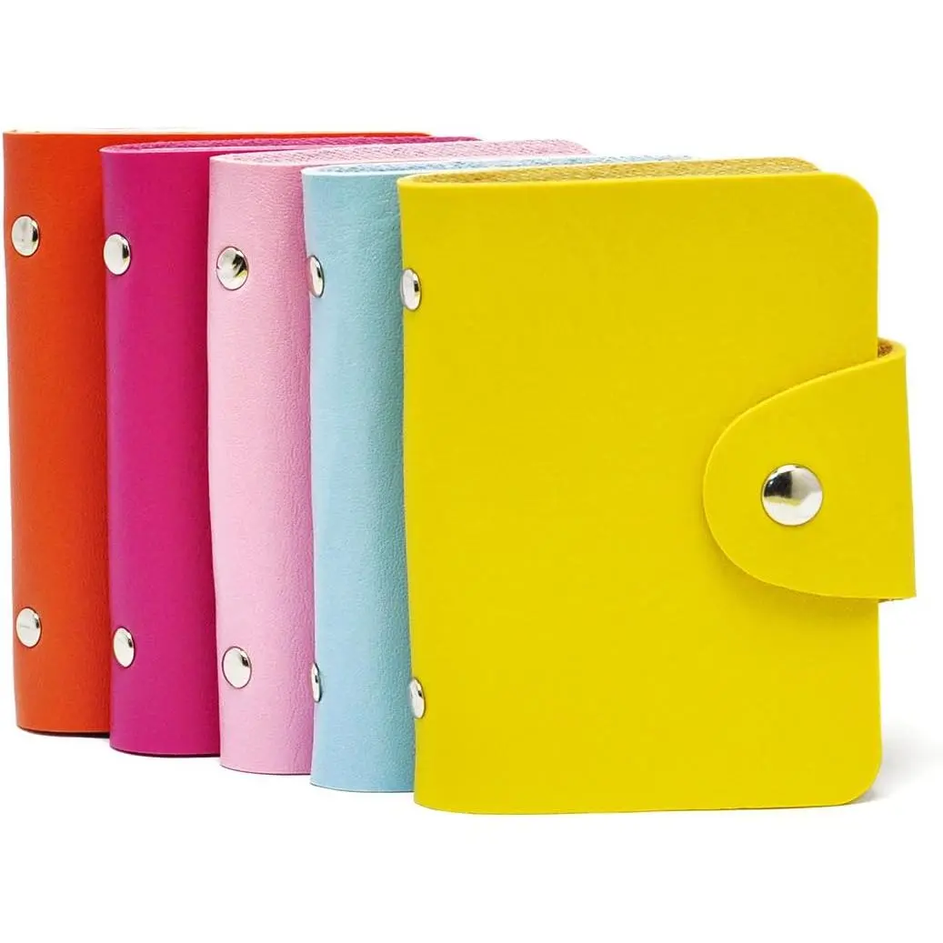 24 Slots Credit Card Holder – Soft ID Case with Clear Windows, Small Card Organizer Wallet  Gift Cards,Business Cards, and Travel Essentials (Pack of 5, Assorted Colors) EK8430