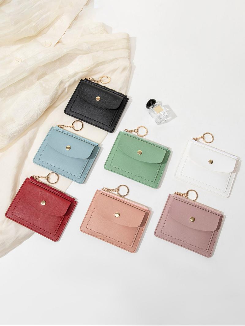 Women's Minimalist Casual Plain Color Zipper Short Wallet, Fashionable Card Holder, Casual Trendy Versatile High-quality Daily Wallet, Minimalist Wallets