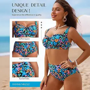 【Runs Small】Modest Swimsuits for Women 2026 High Waisted Bikini Sets Tummy Control Tie Cut-Out Bathing Suits