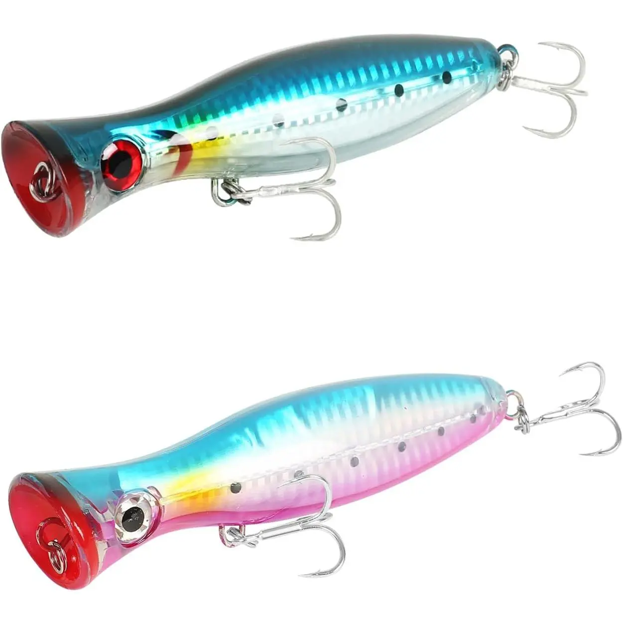 Large Top Water Popper Lure: 2 count  Eyes Tuna Popper Saltwater Fishing Lures for Surf Fishing Gt Tuna Kingfish Large  Fish