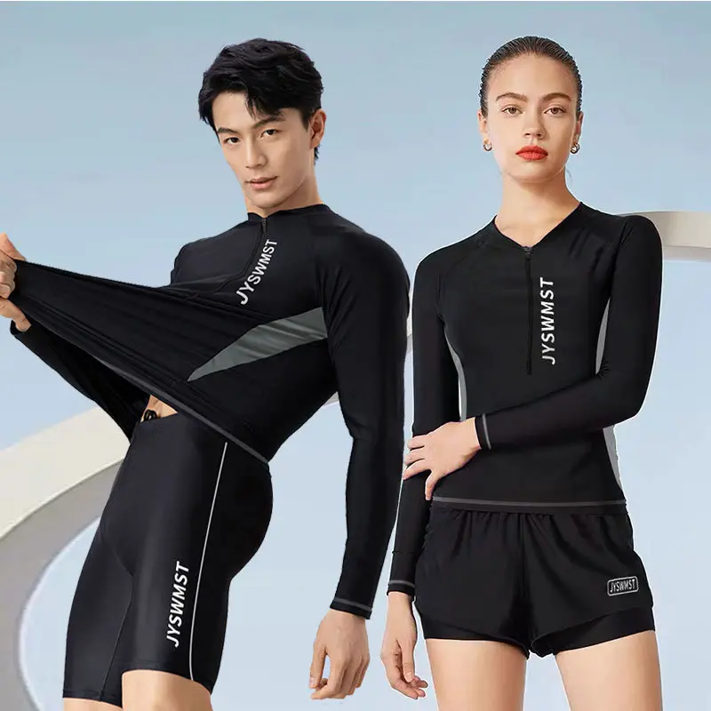 Couple swimsuit wetsuit women's sunscreen suit top men's long-sleeved snorkeling suit split swimsuit surf suit