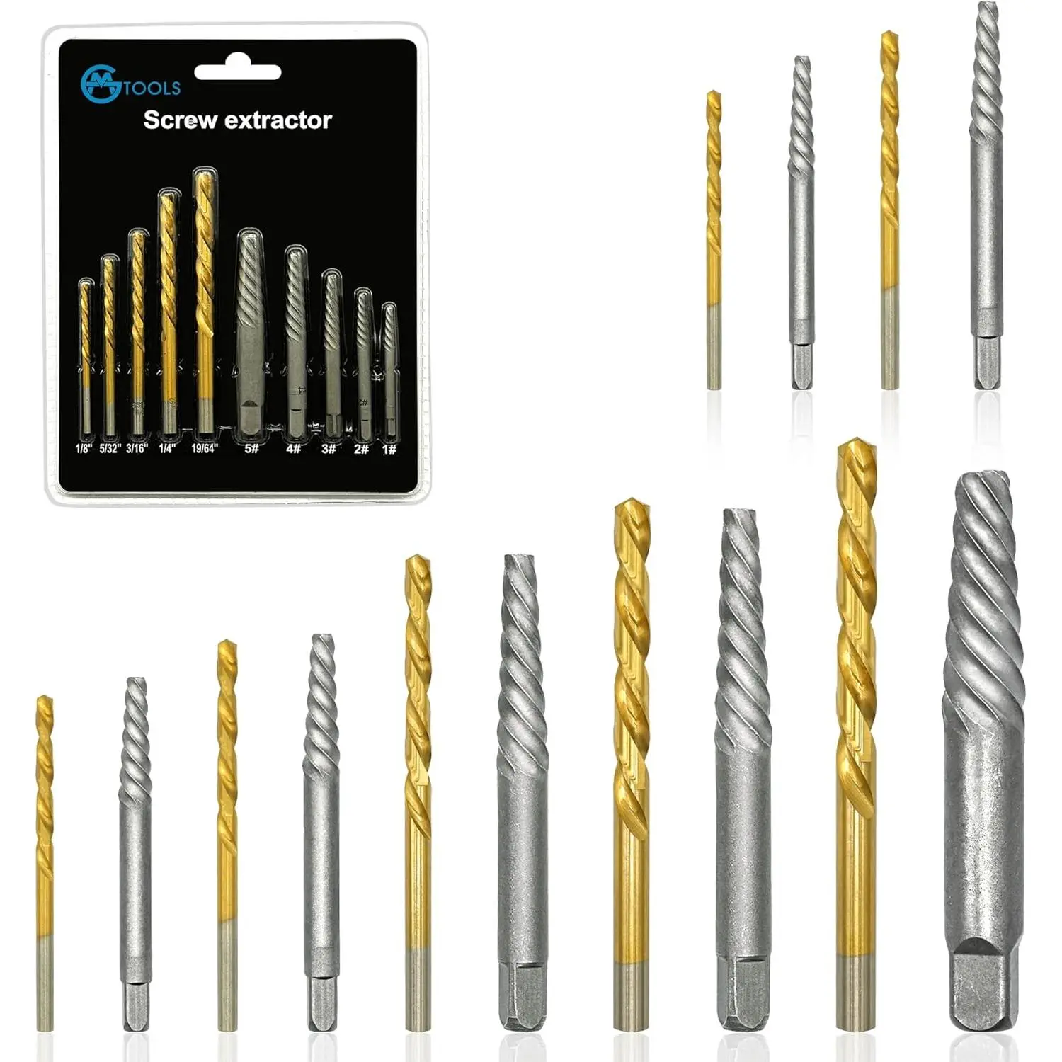 14Pcs Screw Extractor Set, Left Hand Bit and Bolt Extractor Kit Easy to Remove Stripped Broken Damaged Screw Bolt and Nut Out, Reverse Bit Extractor Set