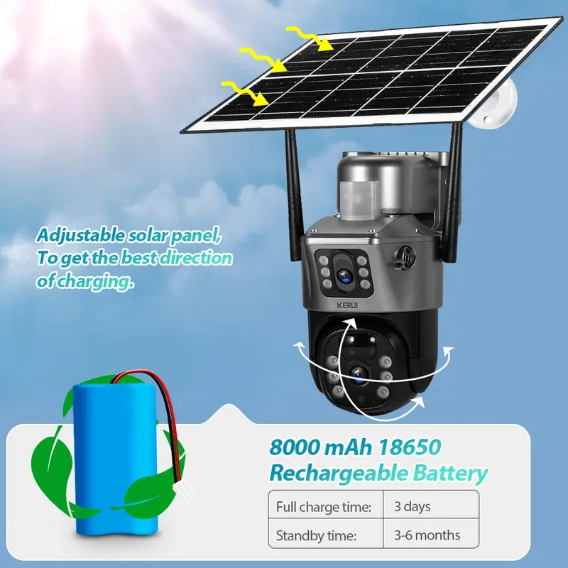 thumbnail image 2 of Solar Powered Wireless WiFi Security Camera – Pan/Tilt, 4MP, Night Vision, Outdoor/Indoor 2 of 5